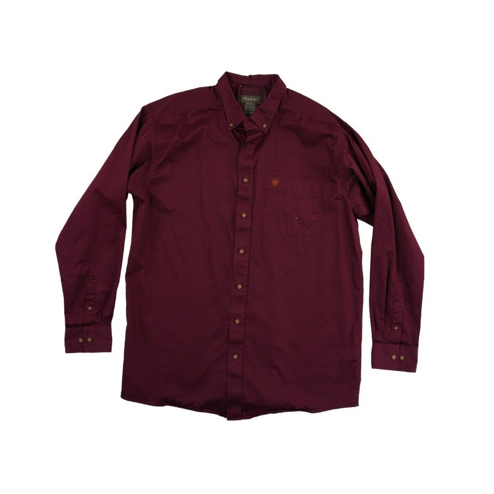 Ariat Button Down Shirt Men's Size‎ XL Tall Burgundy Western Cotton